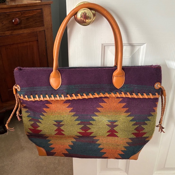 Coldwater Creek Women's Purple and Orange Patterned Blazer - Picture 6 of 11